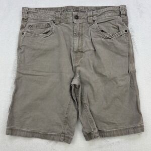PrAna Shorts Mens 36x11 Gray Bronson Canvas Stretch Workwear Organic Cotton Zip